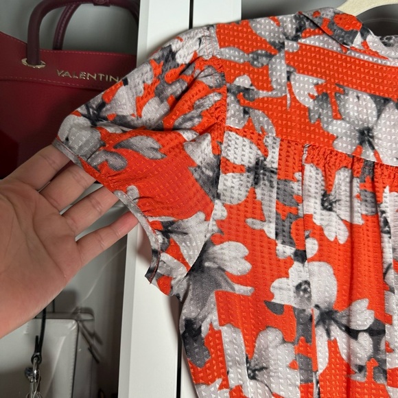 Anthropologie Maeve Vibrant Orange and Colorful Floral Patterned Dress Size 6 - Picture 2 of 8
